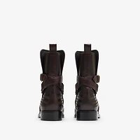 Check Leather Ledger Jodphur Boots​​ in Truffle brown - Men | Burberry® Official