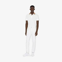 Check Collar Cotton Polo Shirt in White - Men | Burberry® Official