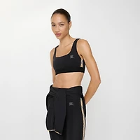 Check Trim Stretch Nylon Bra Top in Black - Women | Burberry® Official