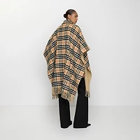 Reversible Check Wool Cape in Sand beige | Burberry® Official