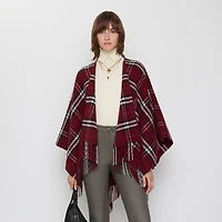 Check Wool Cashmere Cape in Oxblood | Burberry® Official