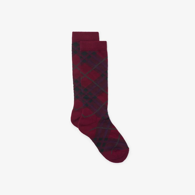 Check Cotton Blend Socks in Sash red | Burberry® Official