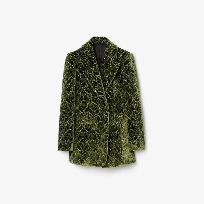 Baroque Velvet Blazer in Green - Women, Nylon | Burberry® Official