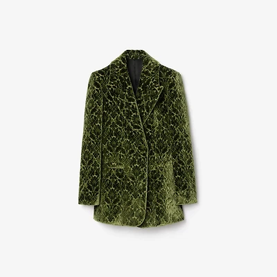 Baroque Velvet Blazer in Green - Women, Nylon | Burberry® Official