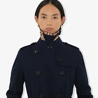 Long Kensington Heritage Trench Coat in Coal blue - Women, Cotton Gabardine | Burberry® Official
