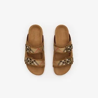 Check Suede Urchin Sandals in Jute beige - Women | Burberry® Official