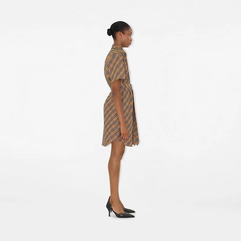 Check Cotton Shirt Dress in Sand - Women | Burberry® Official