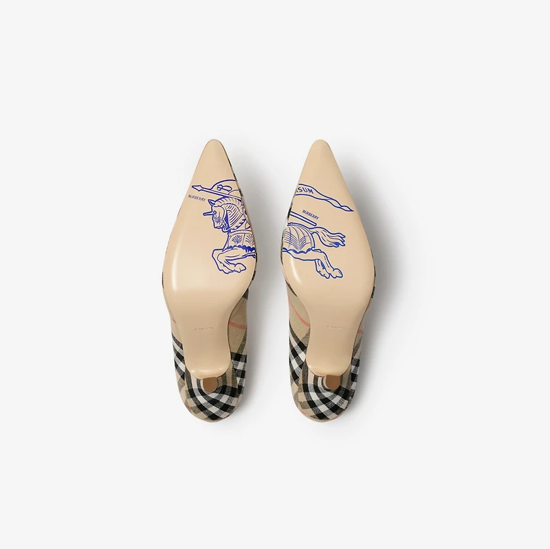 Check Dame Pumps​ in Sand - Women, Linen | Burberry® Official