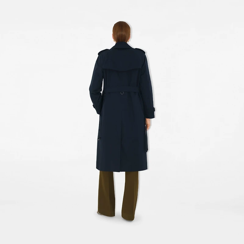 Long Waterloo Heritage Trench Coat in Coal blue - Women, Cotton Gabardine | Burberry® Official