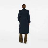 Long Waterloo Heritage Trench Coat in Coal blue - Women, Cotton Gabardine | Burberry® Official