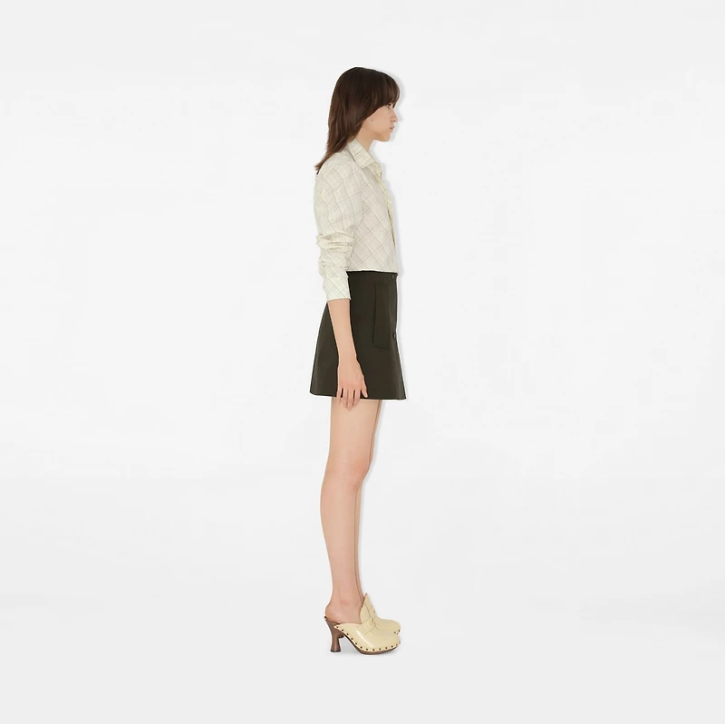 Bonded Gabardine Trench Mini Skirt in Juniper - Women, Cotton | Burberry® Official