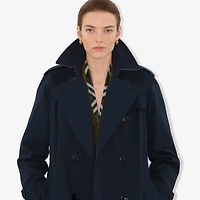 Long Waterloo Heritage Trench Coat in Coal blue - Women, Cotton Gabardine | Burberry® Official