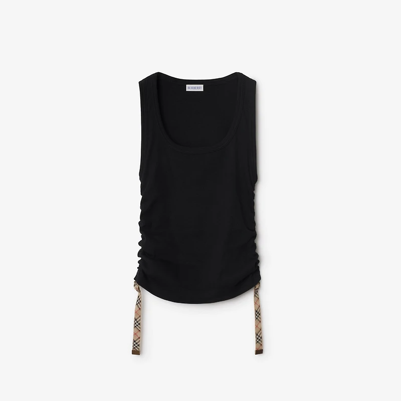 Festival Cotton Blend Tank Top in Black - Women | Burberry® Official
