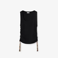Festival Cotton Blend Tank Top in Black - Women | Burberry® Official