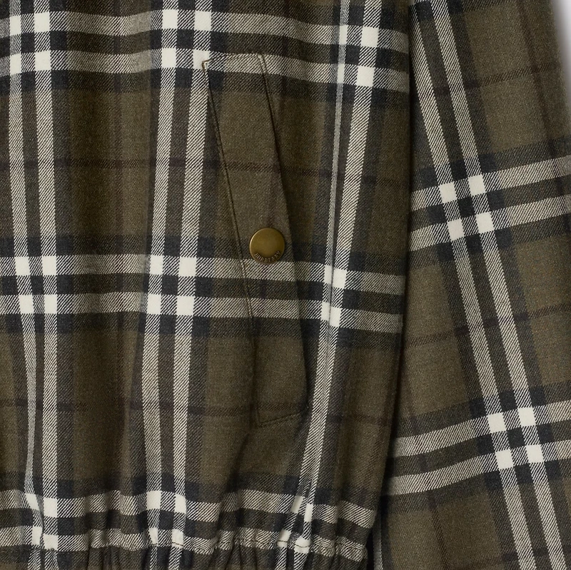Check Bonded Wool Harrington Jacket in Shrub green/yew green - Men | Burberry® Official