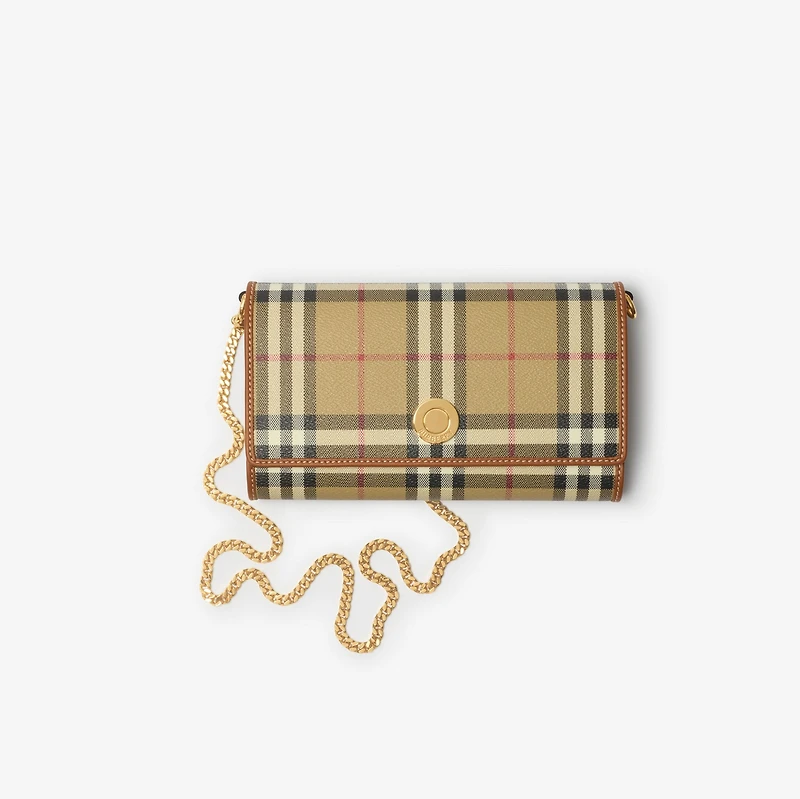 Check Chain Strap Wallet in Archive beige/briar brown - Women | Burberry® Official