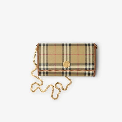 Check Chain Strap Wallet in Archive beige/briar brown - Women | Burberry® Official