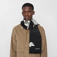 Wide EKD Wool Scarf in Black/calico | Burberry® Official