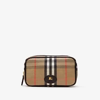 Highlands Make-up Pouch in Sand beige - Women, Cotton, Linen | Burberry® Official