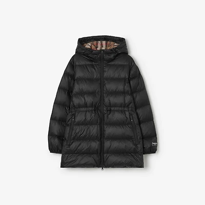 Nylon Hooded Puffer Coat in Black - Women | Burberry® Official