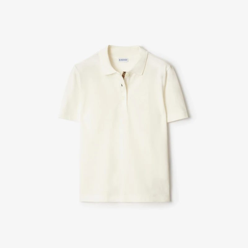 Cotton Polo Shirt in Chalk white - Women | Burberry® Official