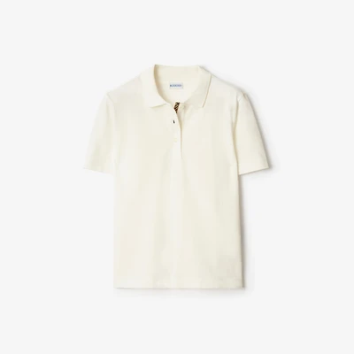 Cotton Polo Shirt in Chalk white - Women | Burberry® Official