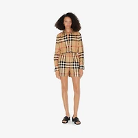 Check Cotton Shorts in Archive beige
