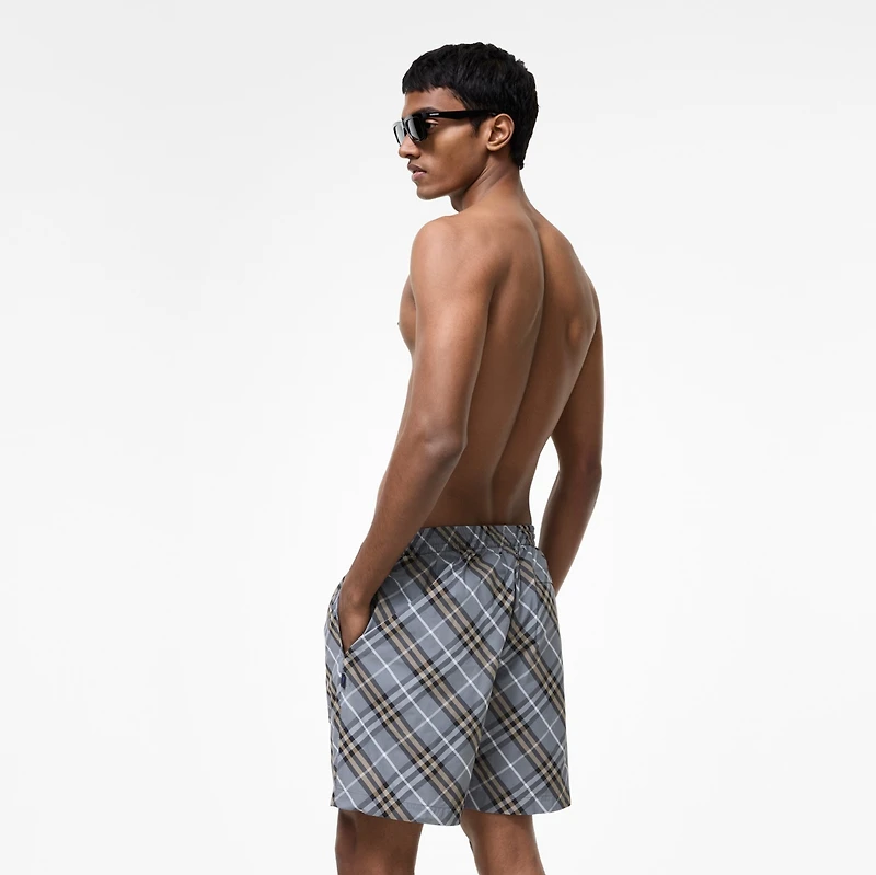 Check Swim Shorts in Wave blue - Men, Nylon | Burberry® Official