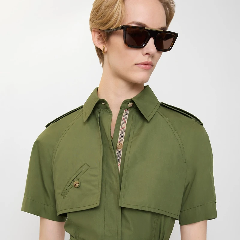 Cotton Poplin Trench Dress in Pasture green - Women | Burberry® Official
