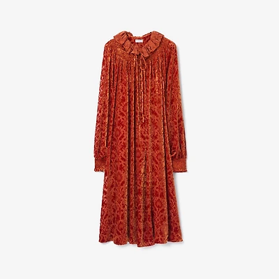Baroque Silk Blend Velvet Dress in Dragon red - Women | Burberry® Official