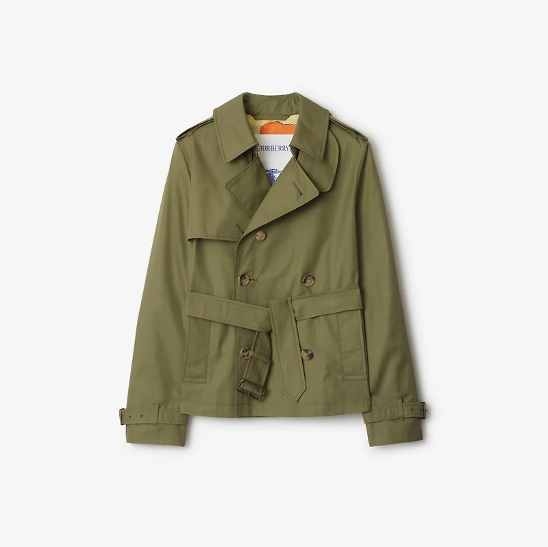 Highgrove Gabardine Trench Jacket in Wreath - Women, Cotton | Burberry® Official