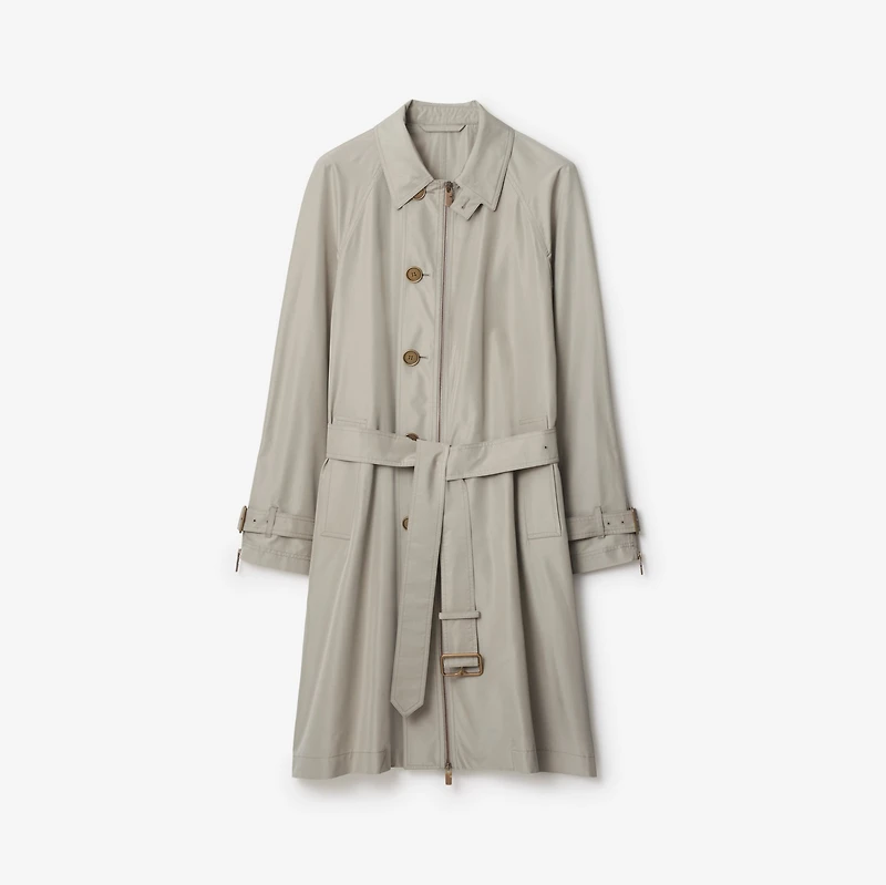 Long Silk Car Coat in Castle - Men | Burberry® Official