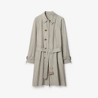 Long Silk Car Coat in Castle - Men | Burberry® Official