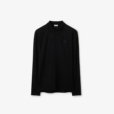 Long-sleeve Cotton Polo Shirt in Black - Men | Burberry® Official