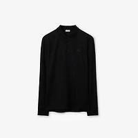 Long-sleeve Cotton Polo Shirt in Black - Men | Burberry® Official