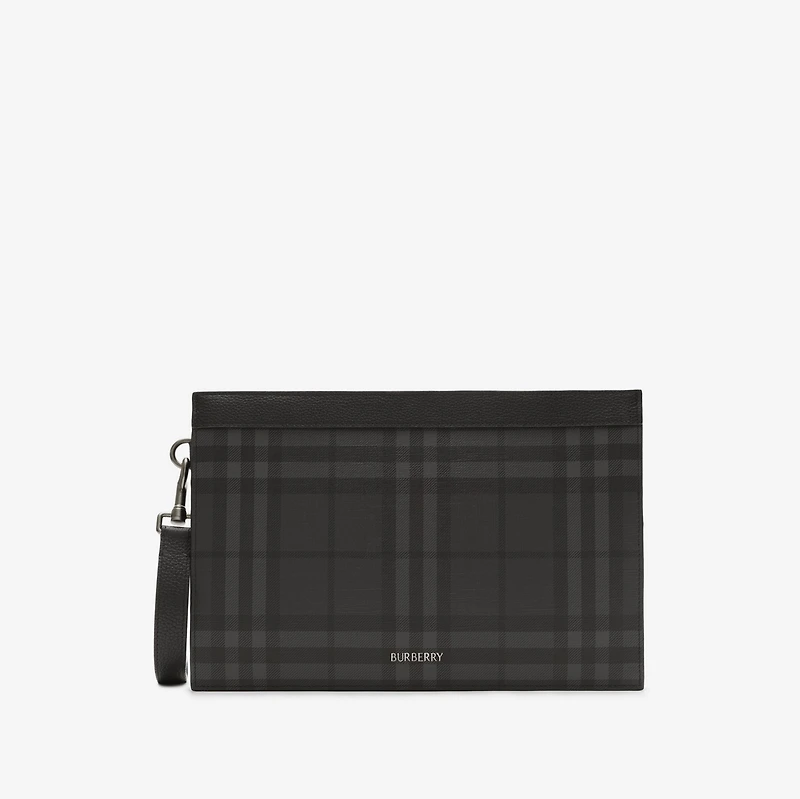 City Check Zip Pouch in Iron grey - Men, Cotton, Technical | Burberry® Official