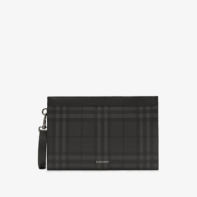City Check Zip Pouch in Iron grey - Men, Cotton, Technical | Burberry® Official