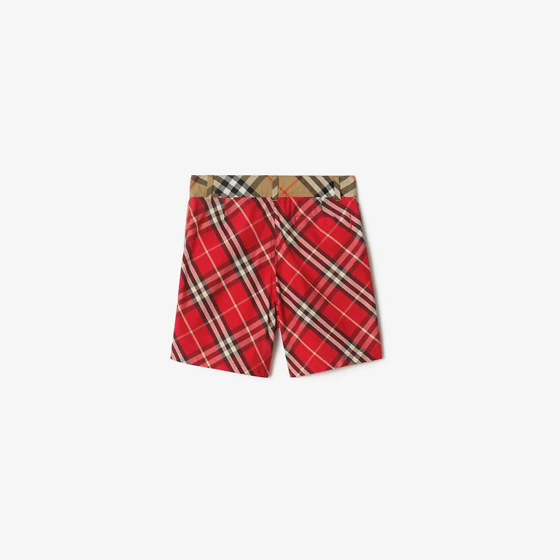 Check Cotton Shorts in Crayon red | Burberry® Official