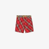 Check Cotton Shorts in Crayon red | Burberry® Official