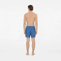 Check Swim Shorts in Hyacinth blue - Men | Burberry® Official