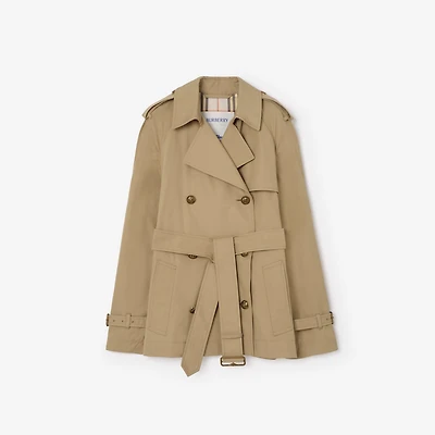 Short Lightweight Cotton Belgravia Trench Coat​ in Sparrow beige - Women, Cotton Gabardine | Burberry® Official