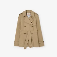 Short Lightweight Cotton Belgravia Trench Coat​ in Sparrow beige - Women, Cotton Gabardine | Burberry® Official