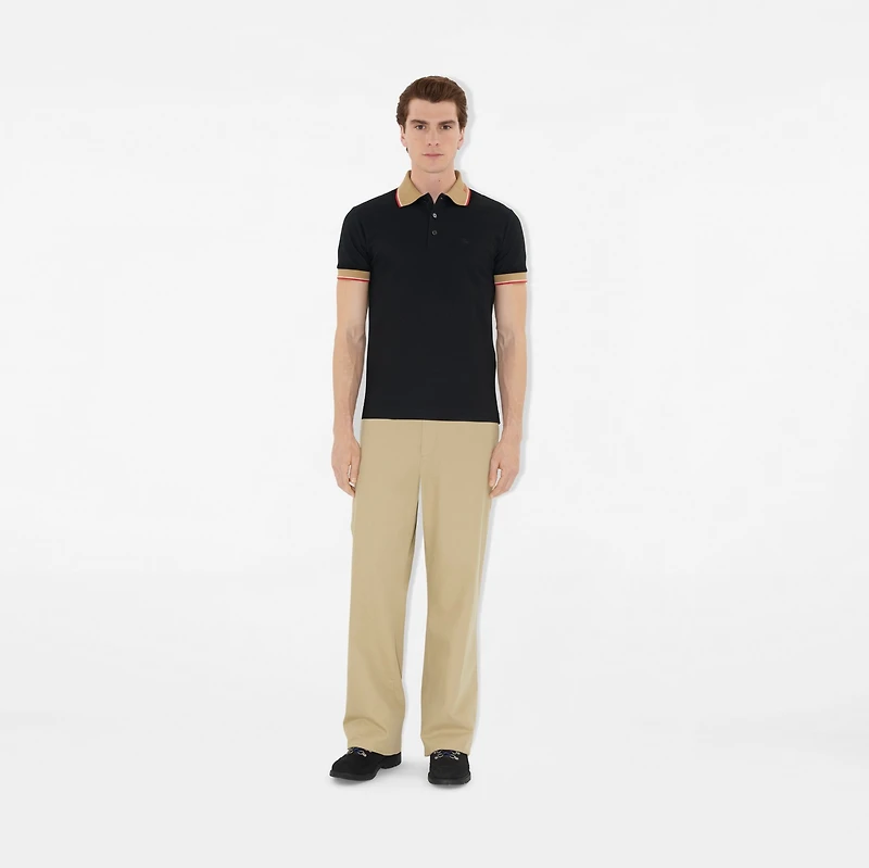 Logo Collar Cotton Polo Shirt in Black - Men | Burberry® Official