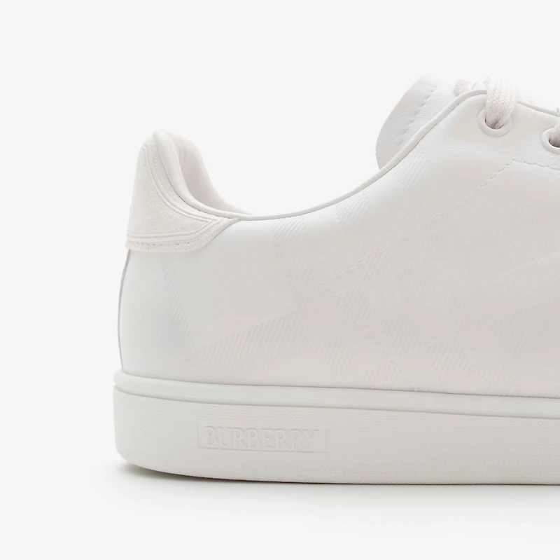 Embossed Check Leather Set Sneakers in Porcelain white - Men | Burberry® Official
