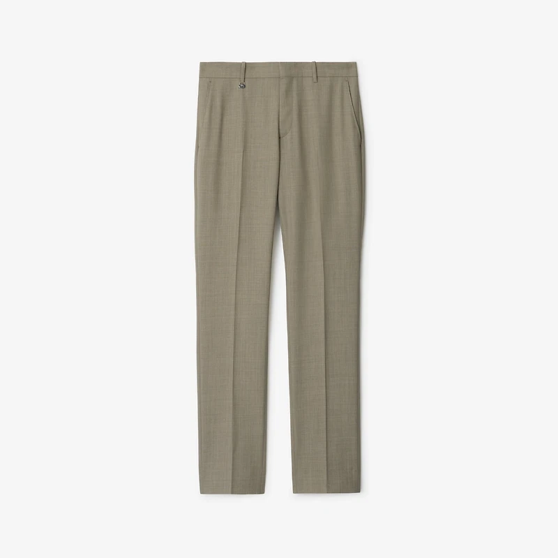 Wool Tailored Trousers in Olive drab green - Men | Burberry® Official