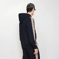 Check Trim Cotton Zip Hoodie in Navy - Men | Burberry® Official
