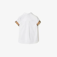 Check Trim Cotton Poplin Shirt in White | Burberry® Official