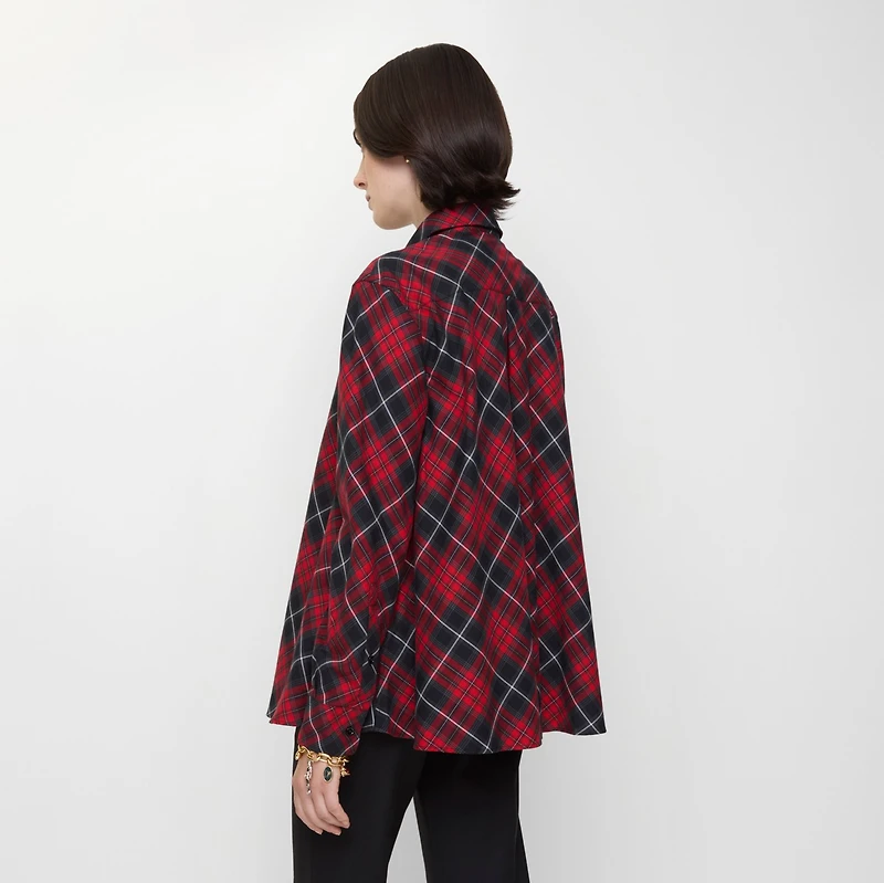 Relaxed Fit Check Cotton Flannel Shirt in Poppy red - Women | Burberry® Official
