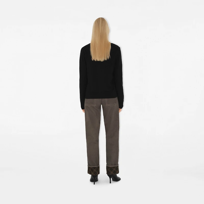 Check Label Wool Cardigan in Black - Women | Burberry® Official