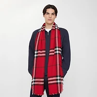 Wide Check Wool Scarf in Post red | Burberry® Official